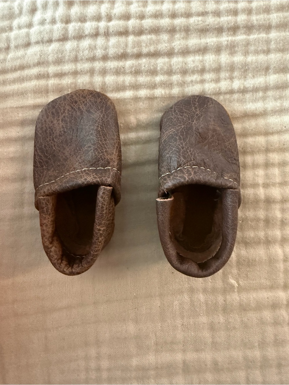 Brown Leather Baby Moccasin Shoes